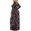 imageLONGYUAN Womens Plus Size Maxi Dresses for Curvy Women Casual Long Dress XL6XLFloral Gypsophila Blacksleeve