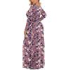 imageLONGYUAN Womens Plus Size Maxi Dresses for Curvy Women Casual Long Dress XL6XLRedpurple Flower