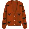 imageCHICWISH Women Halloween Bats Patch Sweater Cardigan Casual V Neck Long Sleeve Button Down Knit CardiganPumpkin