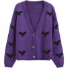 imageCHICWISH Women Halloween Bats Patch Sweater Cardigan Casual V Neck Long Sleeve Button Down Knit CardiganPurple