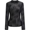 imageCHICWISH Women Spider Web Pattern SemiSheer Mesh Tulle Top Crewneck Long Sleeve Cropped Top Halloween BlousesBlack
