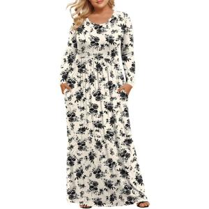 imageLONGYUAN Womens Plus Size Maxi Dresses for Curvy Women Casual Long Dress XL6XL2ink Rose