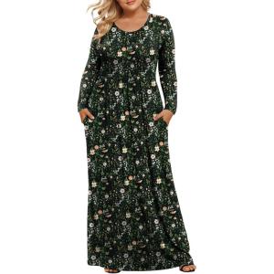 imageLONGYUAN Womens Plus Size Maxi Dresses for Curvy Women Casual Long Dress XL6XLBlack Sparrow