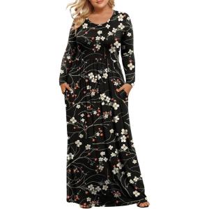 imageLONGYUAN Womens Plus Size Maxi Dresses for Curvy Women Casual Long Dress XL6XLBlack Winter Fl