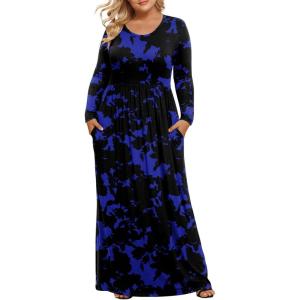 imageLONGYUAN Womens Plus Size Maxi Dresses for Curvy Women Casual Long Dress XL6XLBlue Flowers