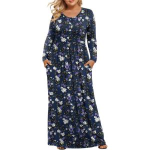imageLONGYUAN Womens Plus Size Maxi Dresses for Curvy Women Casual Long Dress XL6XLBlue Purple Fl