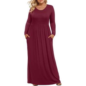 imageLONGYUAN Womens Plus Size Maxi Dresses for Curvy Women Casual Long Dress XL6XLBurgundysleeve