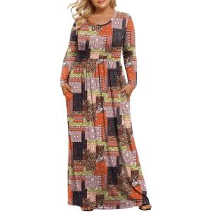 imageLONGYUAN Womens Plus Size Maxi Dresses for Curvy Women Casual Long Dress XL6XLColor Block Mixing