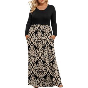 imageLONGYUAN Womens Plus Size Maxi Dresses for Curvy Women Casual Long Dress XL6XLFl Blackkhaki