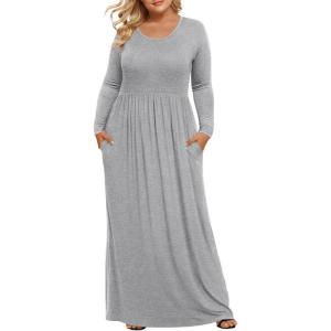 imageLONGYUAN Womens Plus Size Maxi Dresses for Curvy Women Casual Long Dress XL6XLGraysleeve