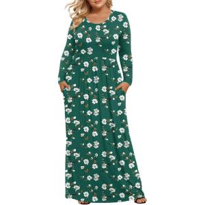 imageLONGYUAN Womens Plus Size Maxi Dresses for Curvy Women Casual Long Dress XL6XLGreen Begonia Fl