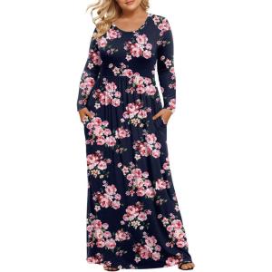 imageLONGYUAN Womens Plus Size Maxi Dresses for Curvy Women Casual Long Dress XL6XLPurplish Blue Fl