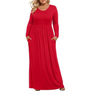 imageLONGYUAN Womens Plus Size Maxi Dresses for Curvy Women Casual Long Dress XL6XLRed