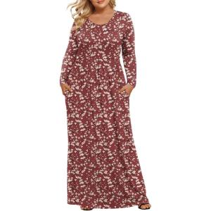 imageLONGYUAN Womens Plus Size Maxi Dresses for Curvy Women Casual Long Dress XL6XLRedwhite Fl