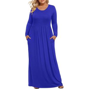 imageLONGYUAN Womens Plus Size Maxi Dresses for Curvy Women Casual Long Dress XL6XLRoyal Bluesleeve