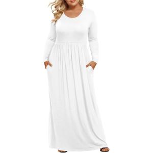imageLONGYUAN Womens Plus Size Maxi Dresses for Curvy Women Casual Long Dress XL6XLWhitesleeve