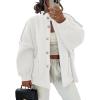 imageDisamer Jackets for Women Fall Fashion 2025 Casual Bomber Jacket Varsity Lantern Long Sleeve Outerwear Button Down CoatPure White
