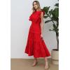 imageCHICWISH Women Summer Crochet Trim Sleeveless Midi Dress Crewneck A Line Tiered Flowy Cotton Casual Long DressRed