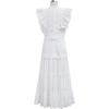 imageCHICWISH Women Summer Crochet Trim Sleeveless Midi Dress Crewneck A Line Tiered Flowy Cotton Casual Long DressWhite