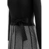 imageCHICWISH Womens BlackIndigo Herringbone Print Mock Neck Belted Knit DressBlack