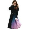 imageCHICWISH Womens Black Gradient Pleated Splicing Belted Knit Midi DressBlack