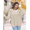 imageDisamer Womens Sweaters Oversized Cable Knit Sweater Fall Clothes 2025 Fashion Outfits Long Sleeve Crewneck Chunky PulloverPure Apricot