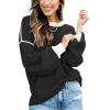 imageFall Clothes for Women 2025 Trendy Fashion Oversized Sweaters Color Block Long Sleeve Knited Pullover Tops Winter OutfitsPure Black