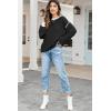 imageFall Clothes for Women 2025 Trendy Fashion Oversized Sweaters Color Block Long Sleeve Knited Pullover Tops Winter OutfitsPure Black