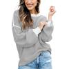 imageFall Clothes for Women 2025 Trendy Fashion Oversized Sweaters Color Block Long Sleeve Knited Pullover Tops Winter OutfitsPure Grey