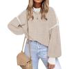 imageFall Clothes for Women 2025 Trendy Fashion Oversized Sweaters Color Block Long Sleeve Knited Pullover Tops Winter OutfitsPure Apricot