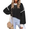 imageFall Clothes for Women 2025 Trendy Fashion Oversized Sweaters Color Block Long Sleeve Knited Pullover Tops Winter OutfitsPure Black