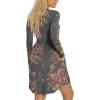 imageLONGYUAN Womens Dress Long Sleeve Knee Length Dresses Casual Fall Dress with Pockets Trendy 2025Brown Floral Black