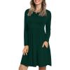 imageLONGYUAN Womens Dress Long Sleeve Knee Length Dresses Casual Fall Dress with Pockets Trendy 2025Dark Green