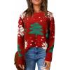imageCHICWISH Christmas Sweater for Women Snowflake Christmas Tree Knit Sweatshirt Long Sleeve Xmas Holiday Shirt Pullover TopsRed