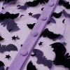 imageCHICWISH Women Mesh Tops Velvet Bats Printed Casual Shirt Self Tie Knot V Neck Long Sleeve Halloween Holiday Buttoned BlousePurple