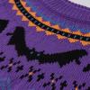 imageCHICWISH Women Spooky Bats Halloween Knit Sweater Casual Crewneck Long Sleeve Sweatershirt Holiday Print Pullover TopPurple