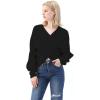imageCHICWISH Womens Comfy Casual Off WhiteBlack Crisscross Ribbed Soft Knit Sweater PulloverBlack
