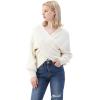 imageCHICWISH Womens Comfy Casual Off WhiteBlack Crisscross Ribbed Soft Knit Sweater PulloverIvory