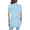 imageLONGYUAN Woman Stretch Soft Tops Tee Comfort Blouse Short Sleeve Flower Print Tunics BlueLittle Daisy XLarge