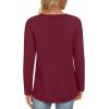 imageLONGYUAN Women Long Sleeve Tops Vneck Shirts Basic Loose Tunic Tops Casual 2025 Trendy BlousesBurgundy