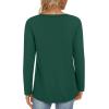 imageLONGYUAN Women Long Sleeve Tops Vneck Shirts Basic Loose Tunic Tops Casual 2025 Trendy BlousesDark Green