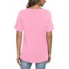imageLONGYUAN Women Short Sleeve Lounge Tshirts V Neck Loose Fitting Blouse Side Split Soft Comfort Tops PinkXLarge