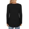 imageLONGYUAN Womens Long Sleeve Casual Tunics Tops 2025 Winter Loose Shirts Flare Blouse Comfy Elastic CuteBlack