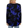 imageLONGYUAN Womens Long Sleeve Casual Tunics Tops 2025 Winter Loose Shirts Flare Blouse Comfy Elastic CuteBlue Flowers