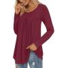 imageLONGYUAN Womens Long Sleeve Casual Tunics Tops 2025 Winter Loose Shirts Flare Blouse Comfy Elastic CuteBurgundy