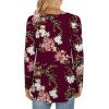 imageLONGYUAN Womens Long Sleeve Casual Tunics Tops 2025 Winter Loose Shirts Flare Blouse Comfy Elastic CuteFl Wine Red