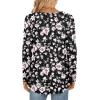 imageLONGYUAN Womens Long Sleeve Casual Tunics Tops 2025 Winter Loose Shirts Flare Blouse Comfy Elastic CuteFlower Pink Black