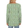 imageLONGYUAN Womens Long Sleeve Casual Tunics Tops 2025 Winter Loose Shirts Flare Blouse Comfy Elastic CuteGreen Flowers