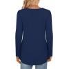 imageLONGYUAN Womens Long Sleeve Casual Tunics Tops 2025 Winter Loose Shirts Flare Blouse Comfy Elastic CuteNavy Blue