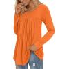 imageLONGYUAN Womens Long Sleeve Casual Tunics Tops 2025 Winter Loose Shirts Flare Blouse Comfy Elastic CuteOrange